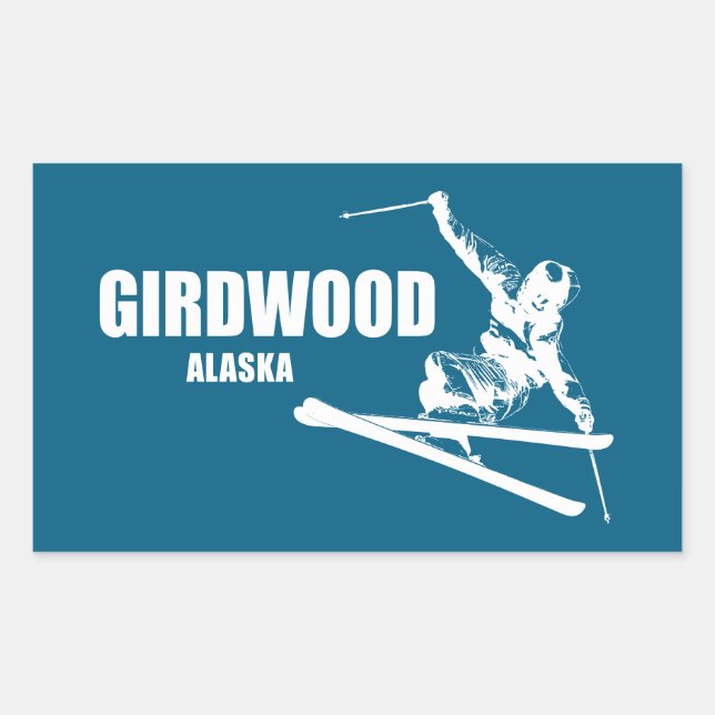 Adesivo Retangular Esquiador de Girdwood Alasca (Frente)