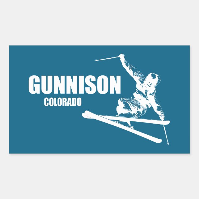 Adesivo Retangular Esquiador de Gunnison Colorado (Frente)
