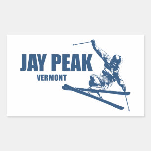 Adesivo Retangular Esquiador de Jay Peak Vermont