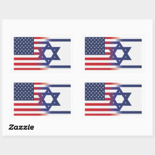 Adesivo Retangular Estado Americano com bandeira de Israel