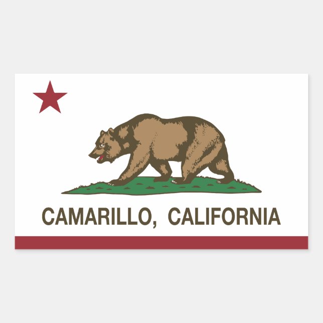 Adesivo Retangular Estado da Califórnia Flag Camarillo (Frente)