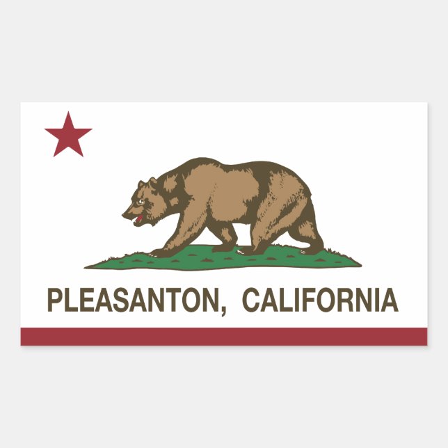 Adesivo Retangular Estado da Califórnia Flag Pleasanton (Frente)