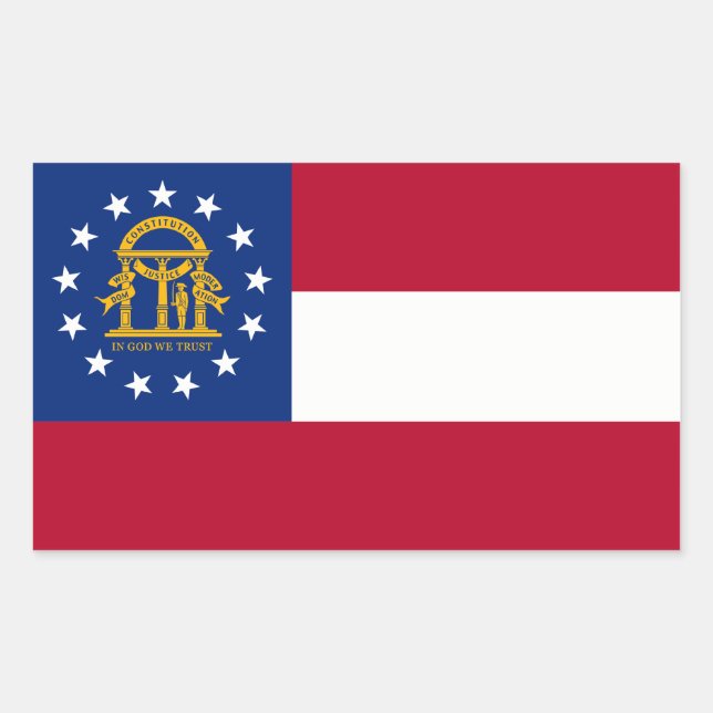 Adesivo Retangular Estado de bandeira da Geórgia, Estados Unidos (Frente)