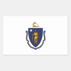 Adesivo Retangular Estado de Massachusetts Flag Design