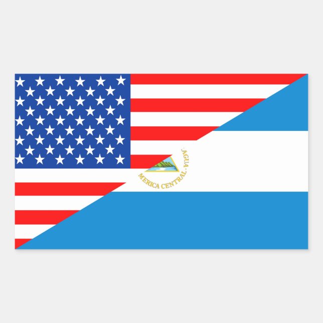 Adesivo Retangular estados unidos america nicaragua meia bandeira eua (Frente)