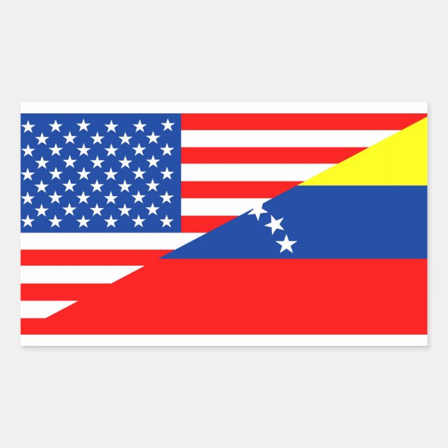 Adesivo Retangular estados unidos américa venezuela meia bandeira usa (Frente)