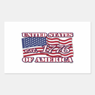 Adesivo Retangular Estados Unidos da América est 1776 com USA Flag