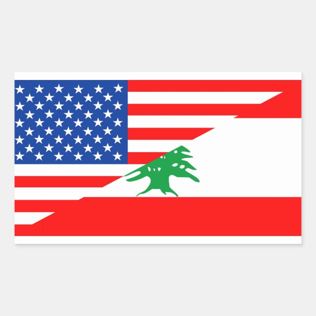 Adesivo Retangular estados unidos estado américa lebanon half flag (Frente)