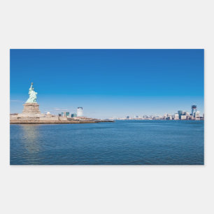 Adesivo Retangular Estátua da liberdade, Rio Hudson e Manhattan