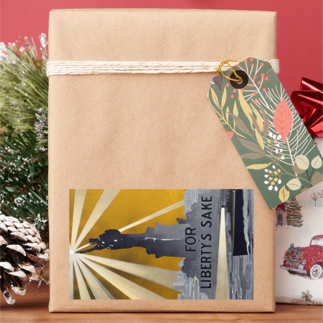 Adesivo Retangular Estátua da Liberdade - Tocha e Segunda Guerra Mund (Feriado)