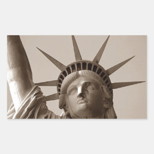 Adesivo Retangular Estátua da senhora Liberdade Ilha EUA Sepia da
