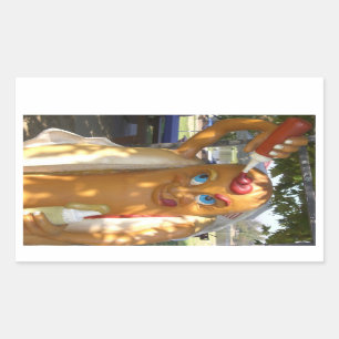 Adesivo Retangular Estátua do Homem de Cachorro Quente