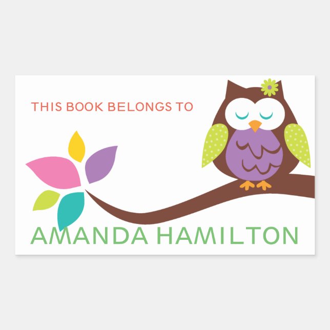ADESIVO RETANGULAR ESTE LIVRO PERTENCE A PINK CUTE OWL EM UMA SUCURSA (Frente)