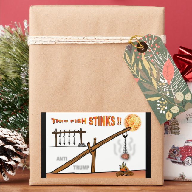 Adesivo Retangular Este peixe fede! / Anti-Trump, (Feriado)