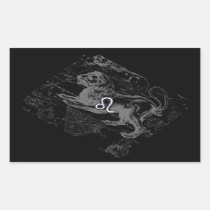 Adesivo Retangular Estilo Cromo Leo Zodiac Map Hevelius 1690