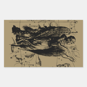 Adesivo Retangular Estilo de Etch da Constelação do Virgo Hevelius