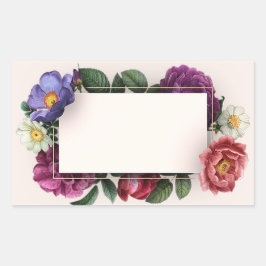 Adesivo Retangular Estilo de Vintagem Bonito de Quadro Floral