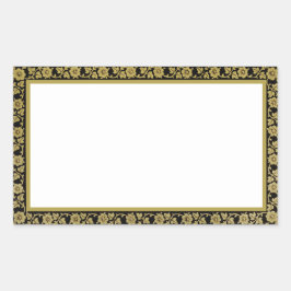 Adesivo Retangular Estilo de Vintagem de Frame Floral Preto e bege
