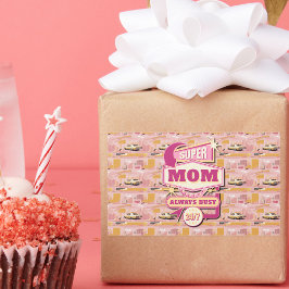 Adesivo Retangular Estilo retrô de Vegas Super Mãe sempre Ocupada 24 