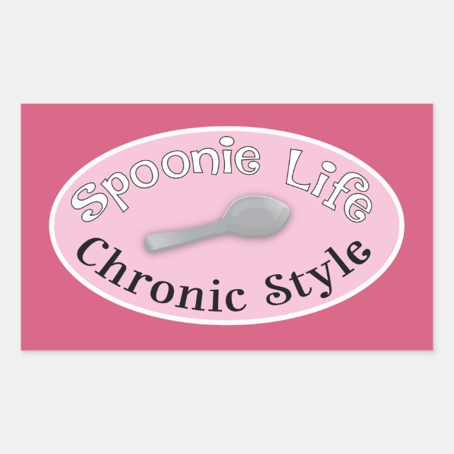 Adesivo Retangular Estilo Spoonie - Rosa (Frente)