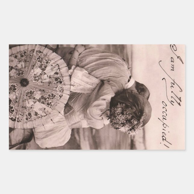 Adesivo Retangular "Estou completamente ocupado!" romântico, beijo de (Frente)