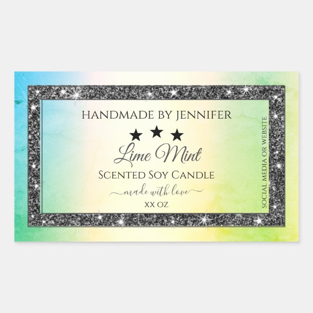 Adesivo Retangular Estrelas de relva reluzente Rótulos de Produto Ama (Frente)