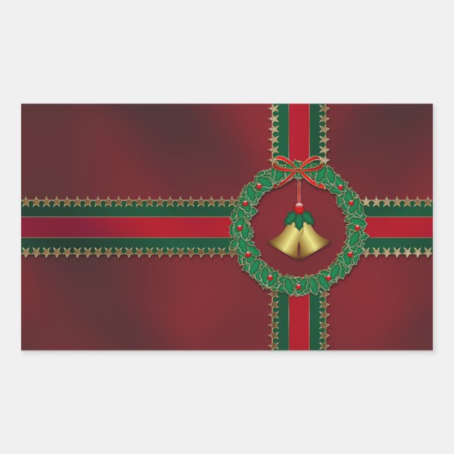 Adesivo Retangular Estrelas e Estrelas Vinheta de Natal (Frente)