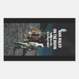 Adesivo Retangular Etapa pequena para o homem no pulo gigante da lua