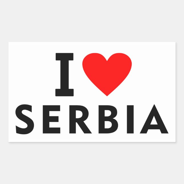 Adesivo Retangular Eu amo a Sérvia como turismo de viagem cardíaco (Frente)