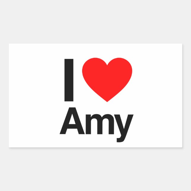 Adesivo Retangular eu amo amy (Frente)