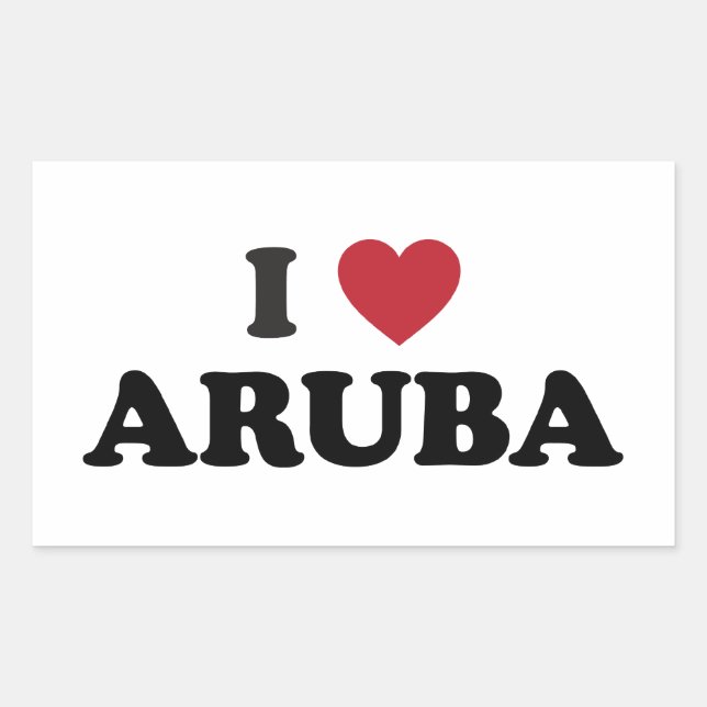 Adesivo Retangular Eu Amo Aruba (Frente)