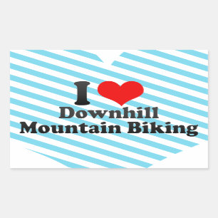 Adesivo Retangular Eu amo Biking em declive da montanha