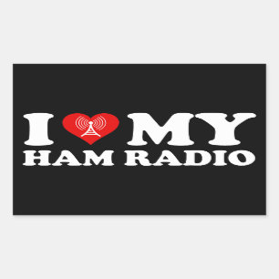 Adesivo Retangular Eu Amo (Coração) Meu Rádio de Ham
