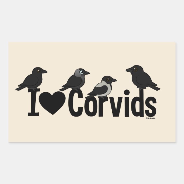 Adesivo Retangular Eu Amo Corvids (Frente)