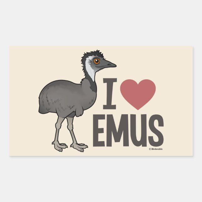 Adesivo Retangular Eu Amo Emus (Frente)