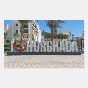 Adesivo Retangular Eu amo Hurghada Egito Vacinação Foto de Souvenir