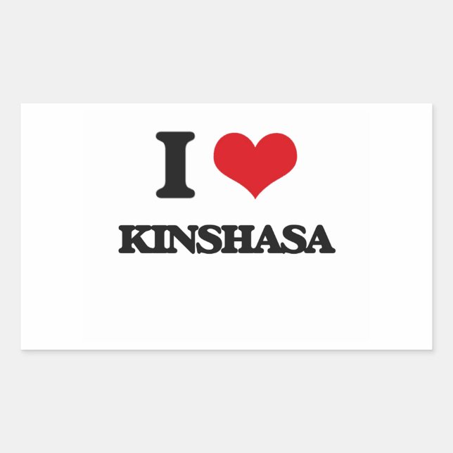 Adesivo Retangular Eu amo Kinshasa (Frente)