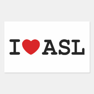 Adesivo Retangular Eu amo o ASL