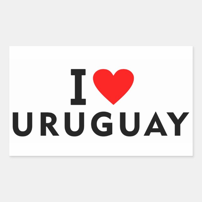 Adesivo Retangular Eu amo o país de Uruguai como o turismo do viagem (Frente)