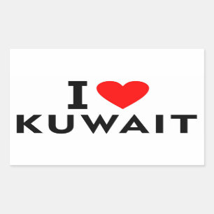 Adesivo Retangular Eu amo o país do Kuwait como turismo de viagem car
