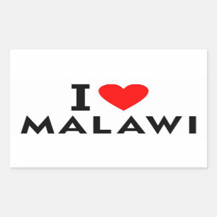 Adesivo Retangular Eu amo o país do Malawi como turismo de viagem car