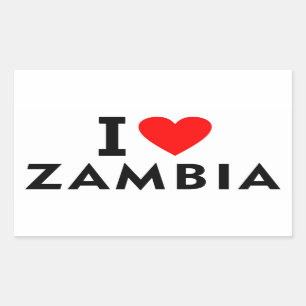 Adesivo Retangular Eu amo o país zâmbia como turismo de viagem cardía