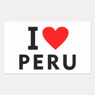 Adesivo Retangular Eu amo o Peru como turismo de viagem cardíaca