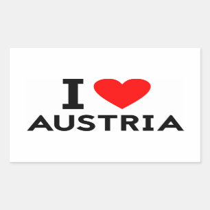 Adesivo Retangular eu amo o texto do símbolo do coração da nação aust