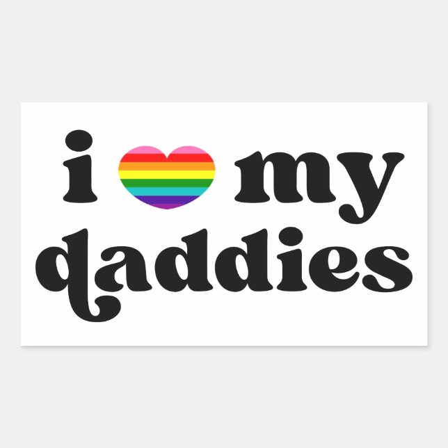Adesivo Retangular Eu Amo Os Meus Pais Pais Gay Arco-Íris Coração (Frente)