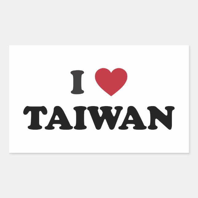 Adesivo Retangular Eu amo Taiwan (Frente)