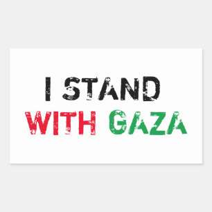 Adesivo Retangular Eu apoio a tipografia angustiada de Gaza
