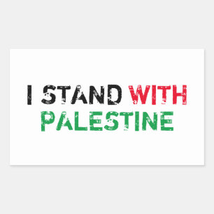 Adesivo Retangular Eu apoio a tipografia verde-negra da Palestina
