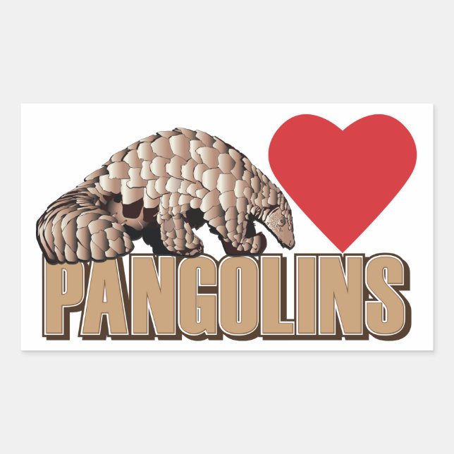 Adesivo Retangular Eu coração Pangolins (Frente)