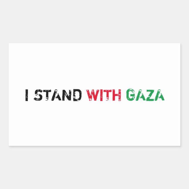 Adesivo Retangular Eu fico com Gaza angustiada, resmungondo texto bra (Frente)